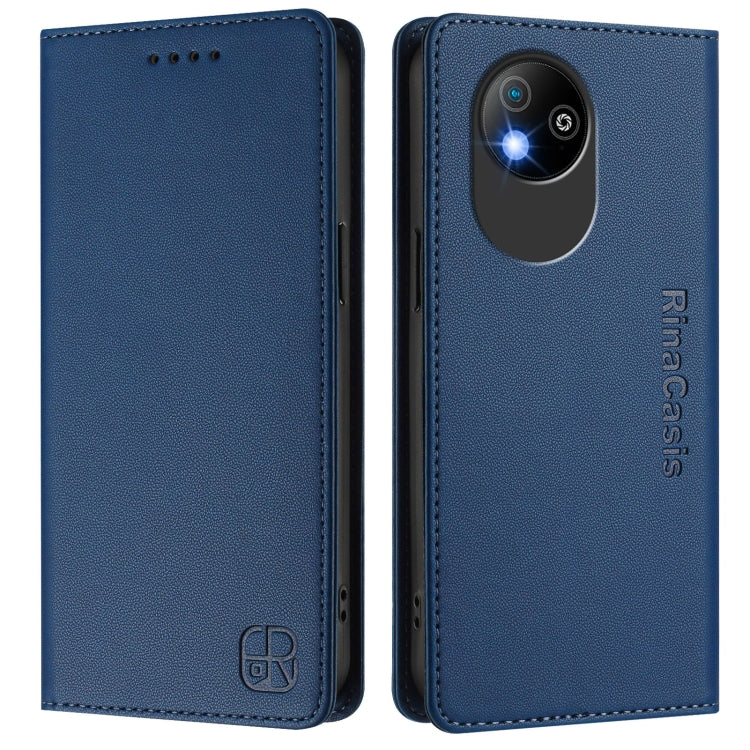 For ZTE Blade A35 Lite / A35 Core RC01 Dual-Folded Magnetic Suction RFID Leather Phone Case