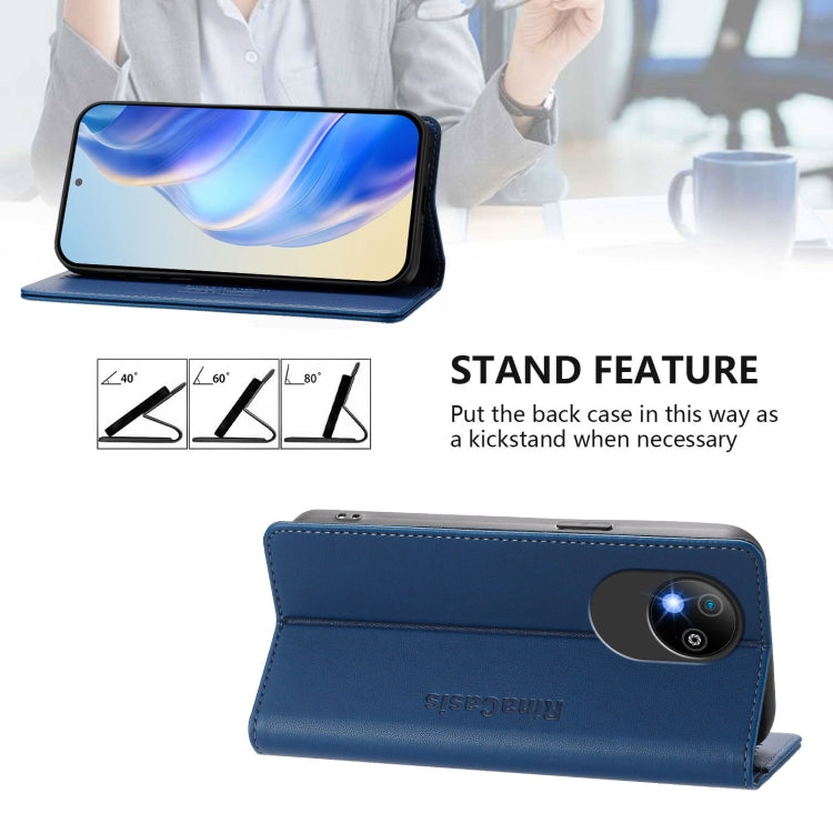 For ZTE Blade A35 Lite / A35 Core RC01 Dual-Folded Magnetic Suction RFID Leather Phone Case