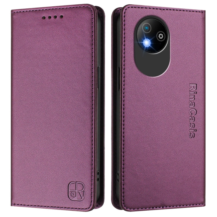 For ZTE Blade A35 Lite / A35 Core RC01 Dual-Folded Magnetic Suction RFID Leather Phone Case