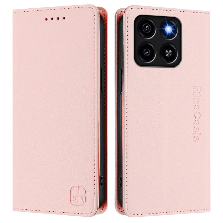 For ZTE Blade A35 / A55 RC01 Dual-Folded Magnetic Suction RFID Leather Phone Case