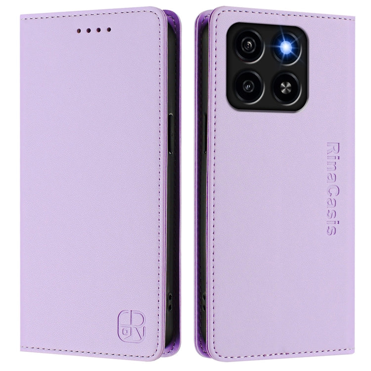 For ZTE Blade A35 / A55 RC01 Dual-Folded Magnetic Suction RFID Leather Phone Case