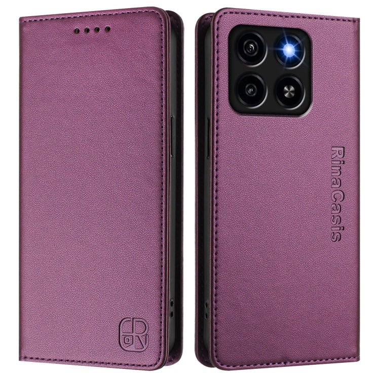 For ZTE Blade A35 / A55 RC01 Dual-Folded Magnetic Suction RFID Leather Phone Case