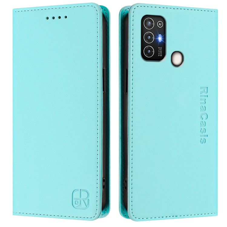For ZTE Blade A52 RC01 Dual-Folded Magnetic Suction RFID Leather Phone Case