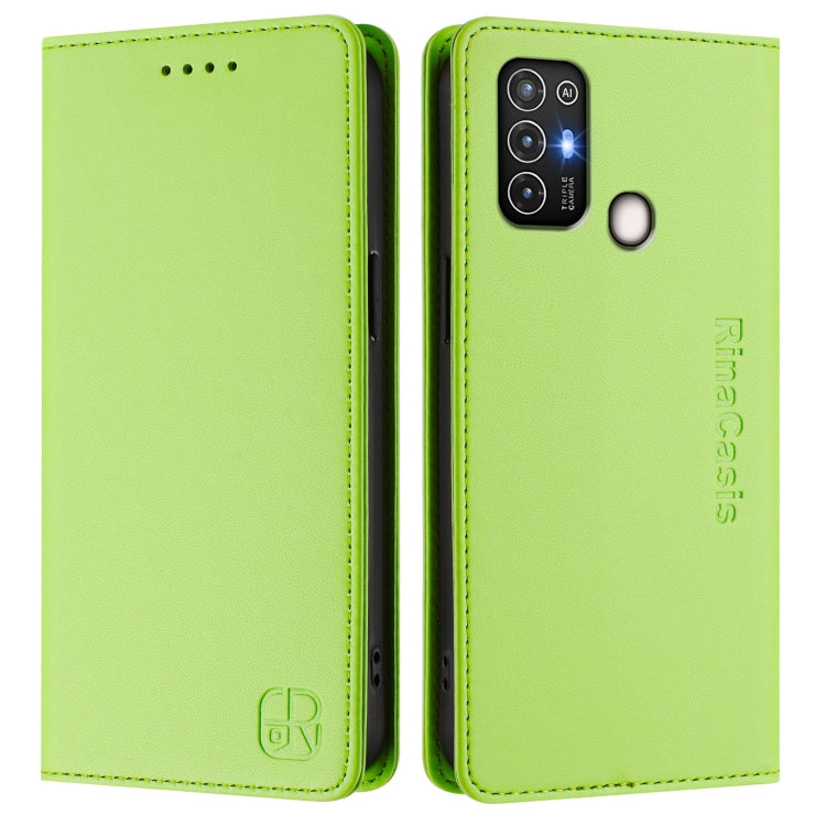 For ZTE Blade A52 RC01 Dual-Folded Magnetic Suction RFID Leather Phone Case