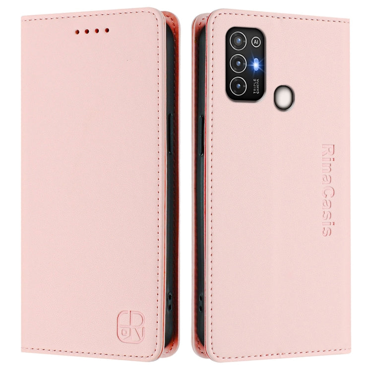For ZTE Blade A52 RC01 Dual-Folded Magnetic Suction RFID Leather Phone Case