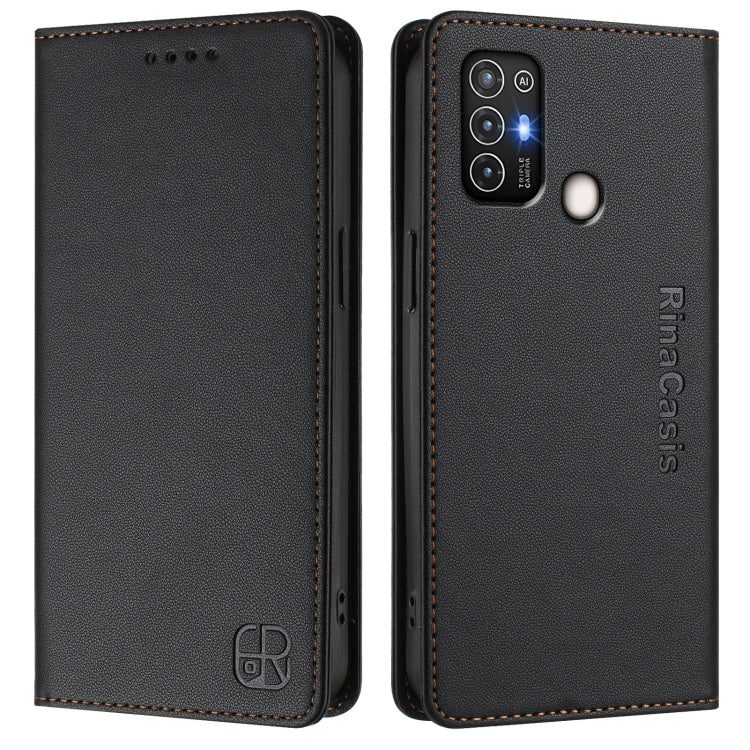 For ZTE Blade A52 RC01 Dual-Folded Magnetic Suction RFID Leather Phone Case
