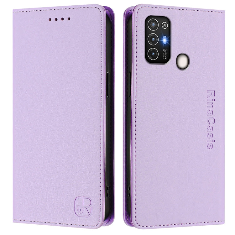 For ZTE Blade A52 RC01 Dual-Folded Magnetic Suction RFID Leather Phone Case