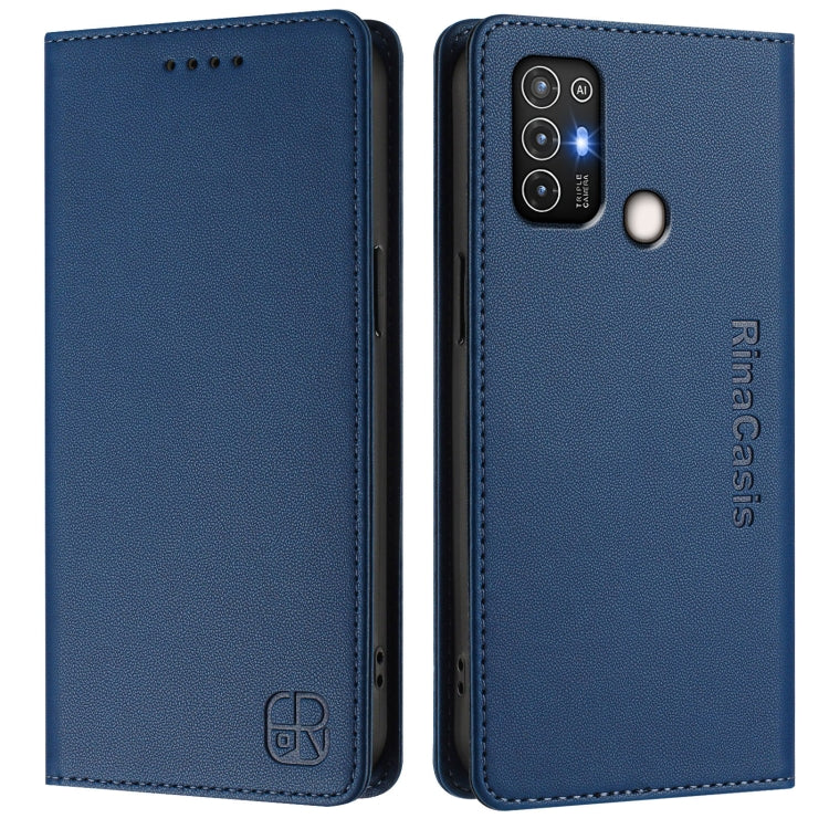 For ZTE Blade A52 RC01 Dual-Folded Magnetic Suction RFID Leather Phone Case