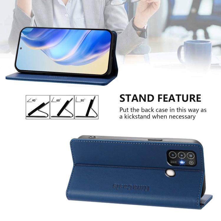 For ZTE Blade A52 RC01 Dual-Folded Magnetic Suction RFID Leather Phone Case