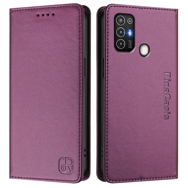 For ZTE Blade A52 RC01 Dual-Folded Magnetic Suction RFID Leather Phone Case