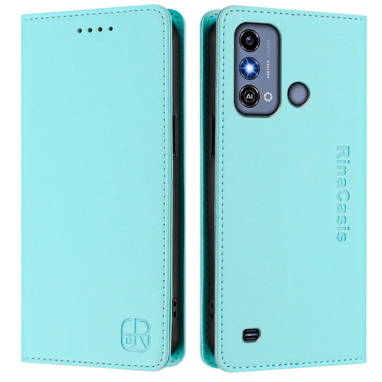 For ZTE Blade A53 / A53+ RC01 Dual-Folded Magnetic Suction RFID Leather Phone Case