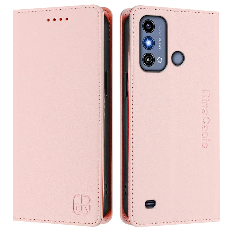 For ZTE Blade A53 / A53+ RC01 Dual-Folded Magnetic Suction RFID Leather Phone Case