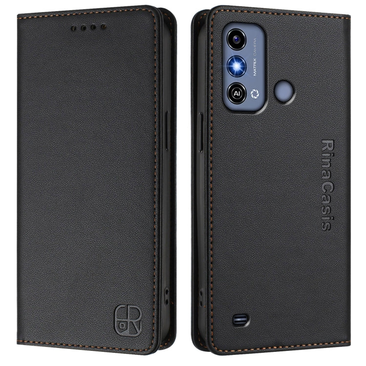 For ZTE Blade A53 / A53+ RC01 Dual-Folded Magnetic Suction RFID Leather Phone Case