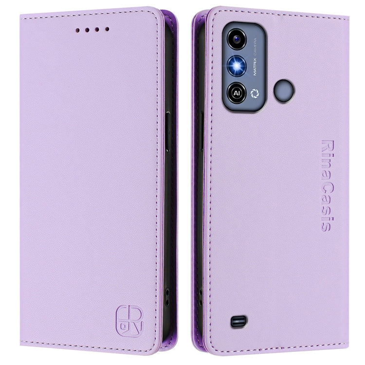 For ZTE Blade A53 / A53+ RC01 Dual-Folded Magnetic Suction RFID Leather Phone Case