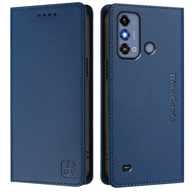 For ZTE Blade A53 / A53+ RC01 Dual-Folded Magnetic Suction RFID Leather Phone Case