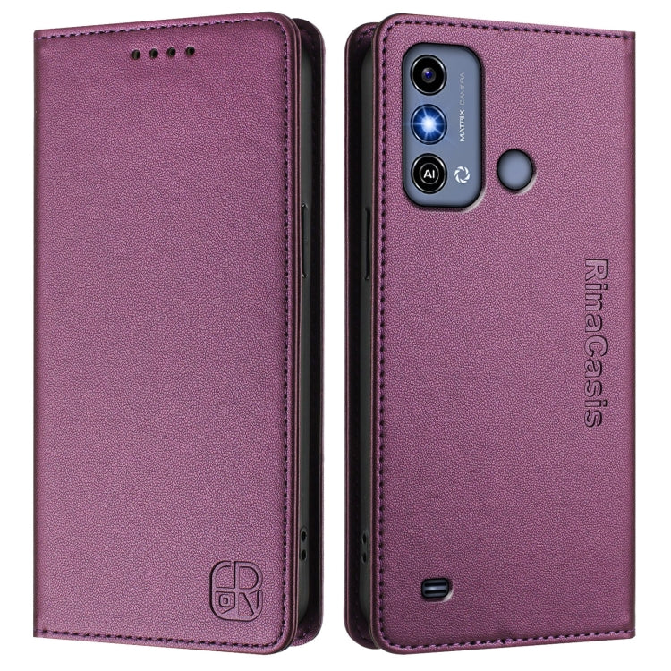 For ZTE Blade A53 / A53+ RC01 Dual-Folded Magnetic Suction RFID Leather Phone Case