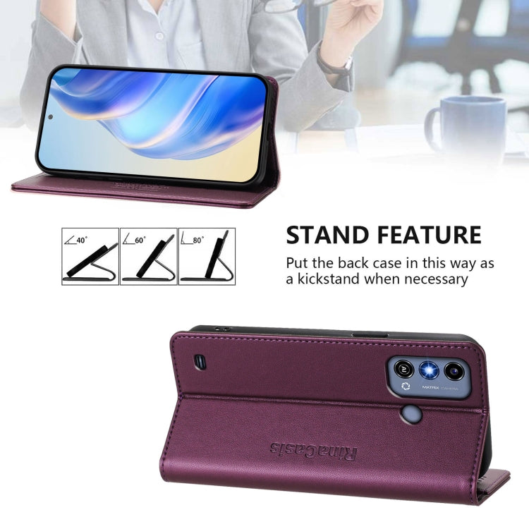 For ZTE Blade A53 / A53+ RC01 Dual-Folded Magnetic Suction RFID Leather Phone Case