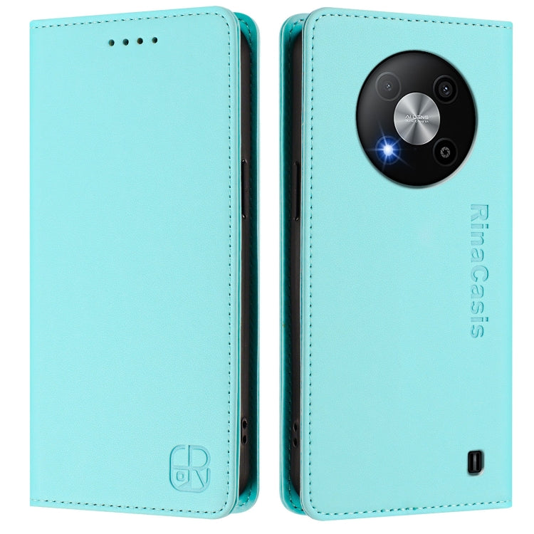 For ZTE Blade A73 5G RC01 Dual-Folded Magnetic Suction RFID Leather Phone Case