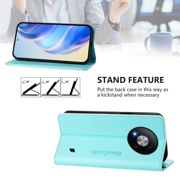 For ZTE Blade A73 5G RC01 Dual-Folded Magnetic Suction RFID Leather Phone Case