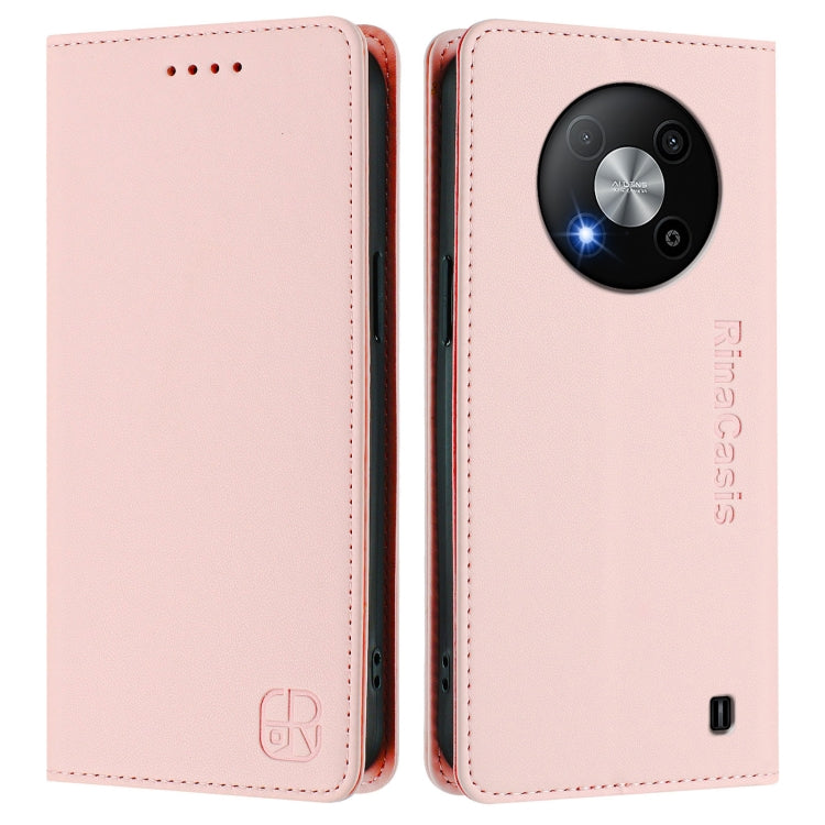 For ZTE Blade A73 5G RC01 Dual-Folded Magnetic Suction RFID Leather Phone Case