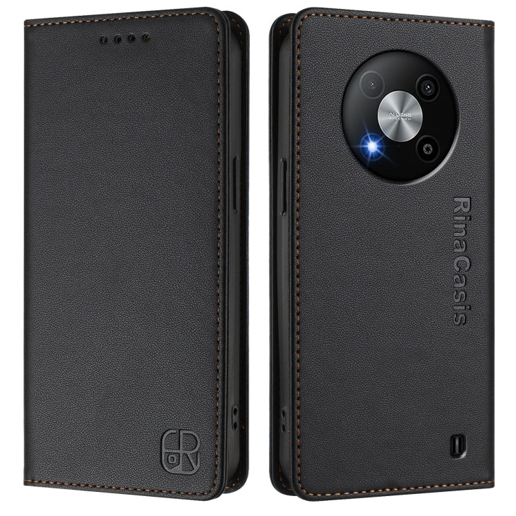 For ZTE Blade A73 5G RC01 Dual-Folded Magnetic Suction RFID Leather Phone Case