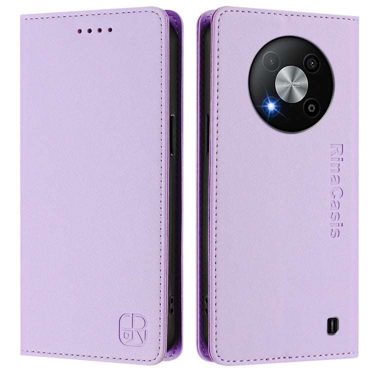For ZTE Blade A73 5G RC01 Dual-Folded Magnetic Suction RFID Leather Phone Case