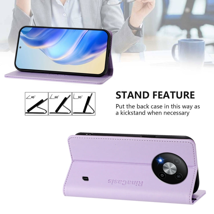For ZTE Blade A73 5G RC01 Dual-Folded Magnetic Suction RFID Leather Phone Case