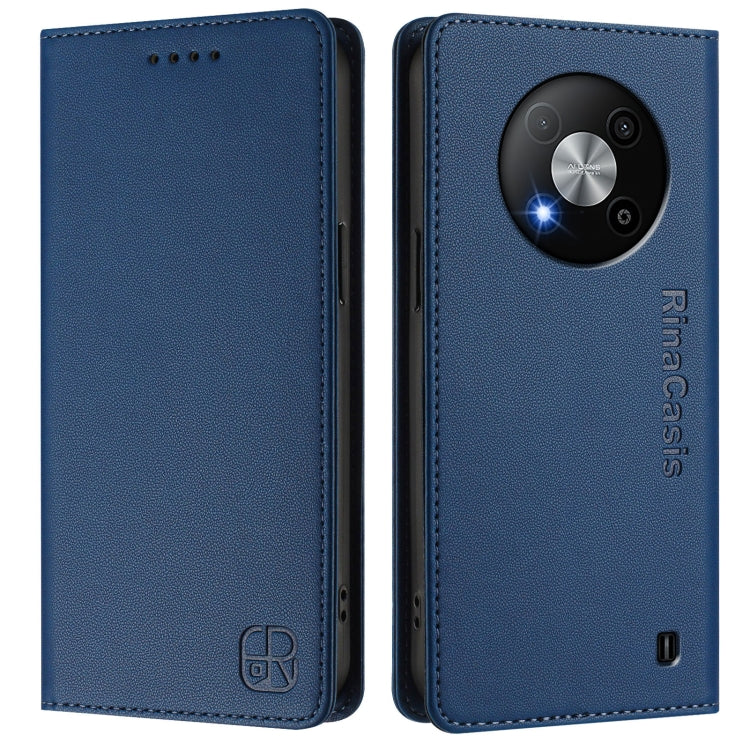 For ZTE Blade A73 5G RC01 Dual-Folded Magnetic Suction RFID Leather Phone Case