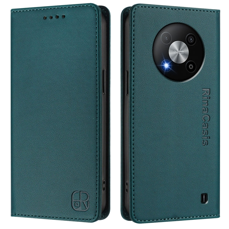 For ZTE Blade A73 5G RC01 Dual-Folded Magnetic Suction RFID Leather Phone Case