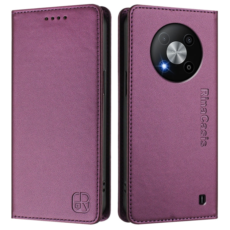 For ZTE Blade A73 5G RC01 Dual-Folded Magnetic Suction RFID Leather Phone Case