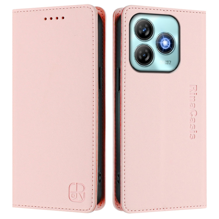 For ZTE Blade A75 4G RC01 Dual-Folded Magnetic Suction RFID Leather Phone Case