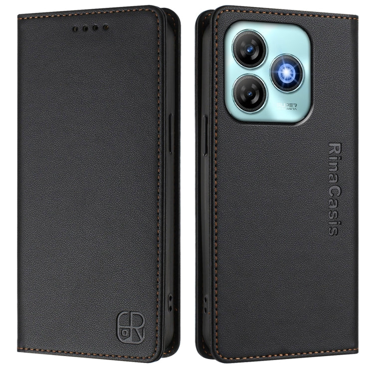 For ZTE Blade A75 4G RC01 Dual-Folded Magnetic Suction RFID Leather Phone Case