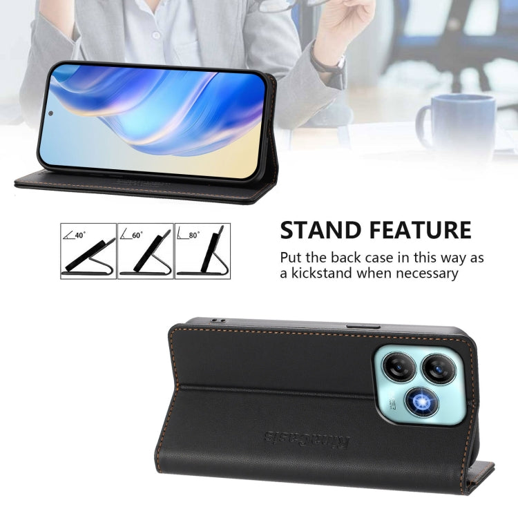 For ZTE Blade A75 4G RC01 Dual-Folded Magnetic Suction RFID Leather Phone Case