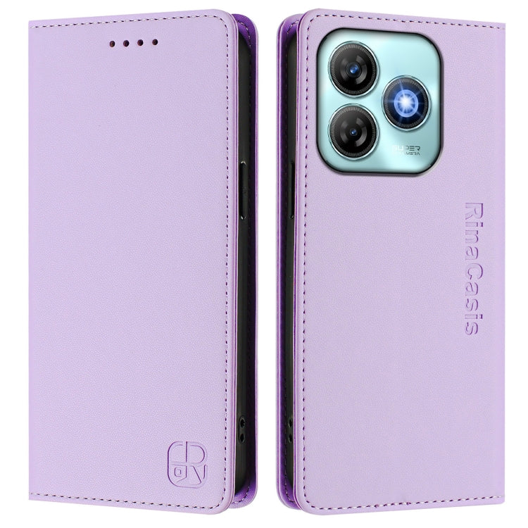 For ZTE Blade A75 4G RC01 Dual-Folded Magnetic Suction RFID Leather Phone Case