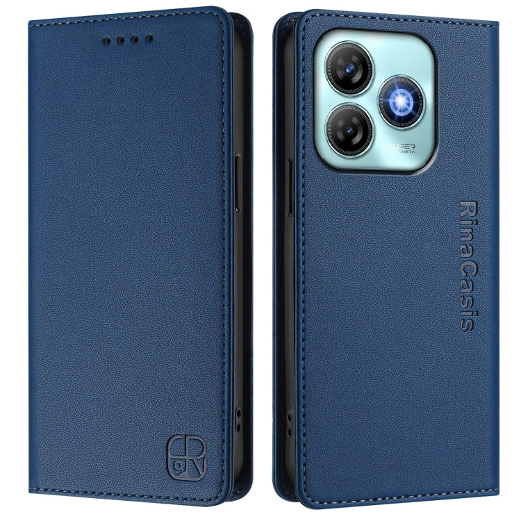 For ZTE Blade A75 4G RC01 Dual-Folded Magnetic Suction RFID Leather Phone Case