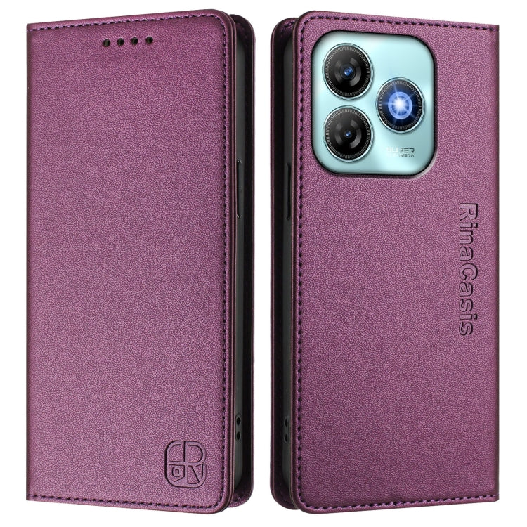 For ZTE Blade A75 4G RC01 Dual-Folded Magnetic Suction RFID Leather Phone Case