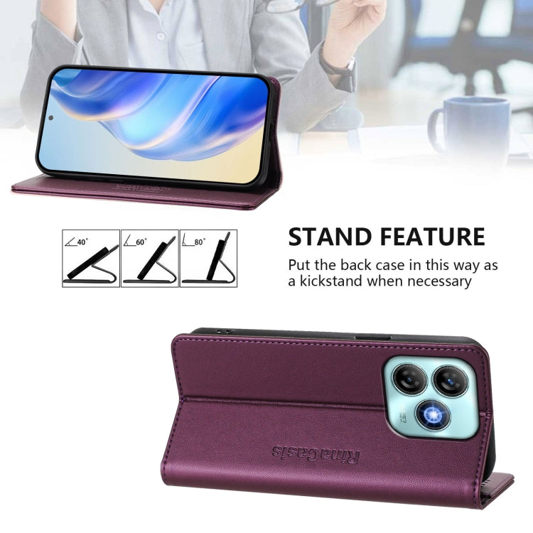 For ZTE Blade A75 4G RC01 Dual-Folded Magnetic Suction RFID Leather Phone Case