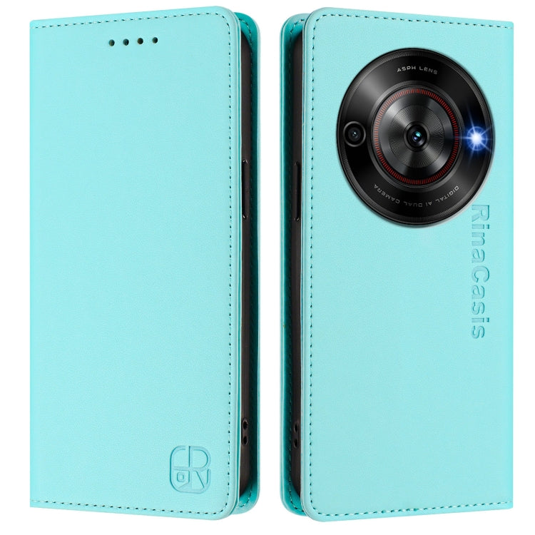 For ZTE Blade A75 5G / Nubia Focus 5G RC01 Dual-Folded Magnetic Suction RFID Leather Phone Case