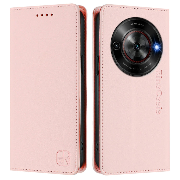 For ZTE Blade A75 5G / Nubia Focus 5G RC01 Dual-Folded Magnetic Suction RFID Leather Phone Case