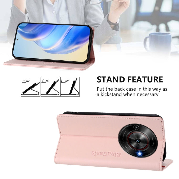 For ZTE Blade A75 5G / Nubia Focus 5G RC01 Dual-Folded Magnetic Suction RFID Leather Phone Case