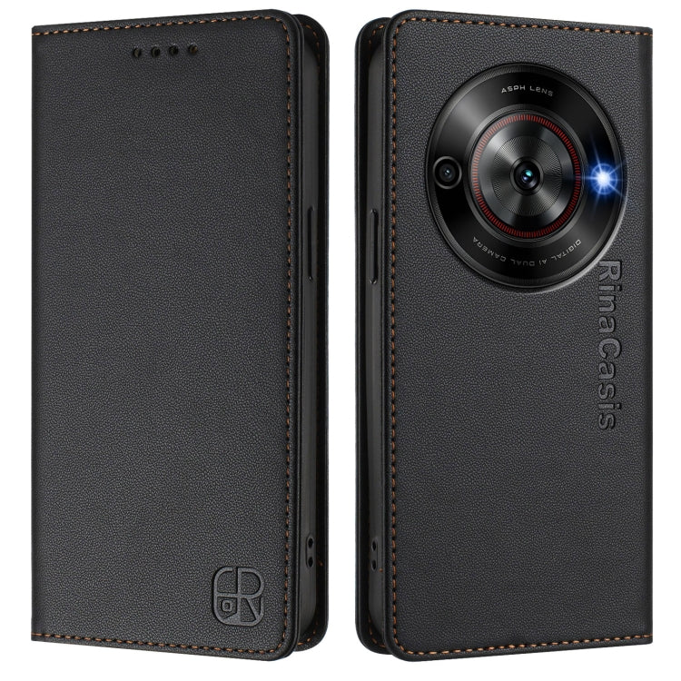 For ZTE Blade A75 5G / Nubia Focus 5G RC01 Dual-Folded Magnetic Suction RFID Leather Phone Case