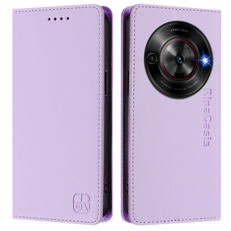 For ZTE Blade A75 5G / Nubia Focus 5G RC01 Dual-Folded Magnetic Suction RFID Leather Phone Case