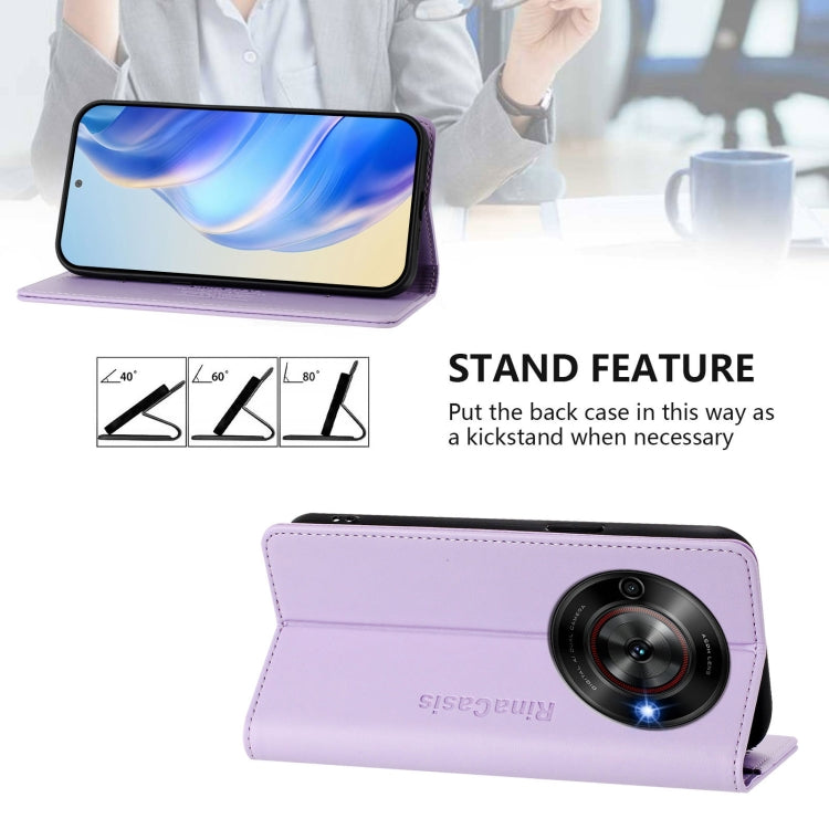 For ZTE Blade A75 5G / Nubia Focus 5G RC01 Dual-Folded Magnetic Suction RFID Leather Phone Case
