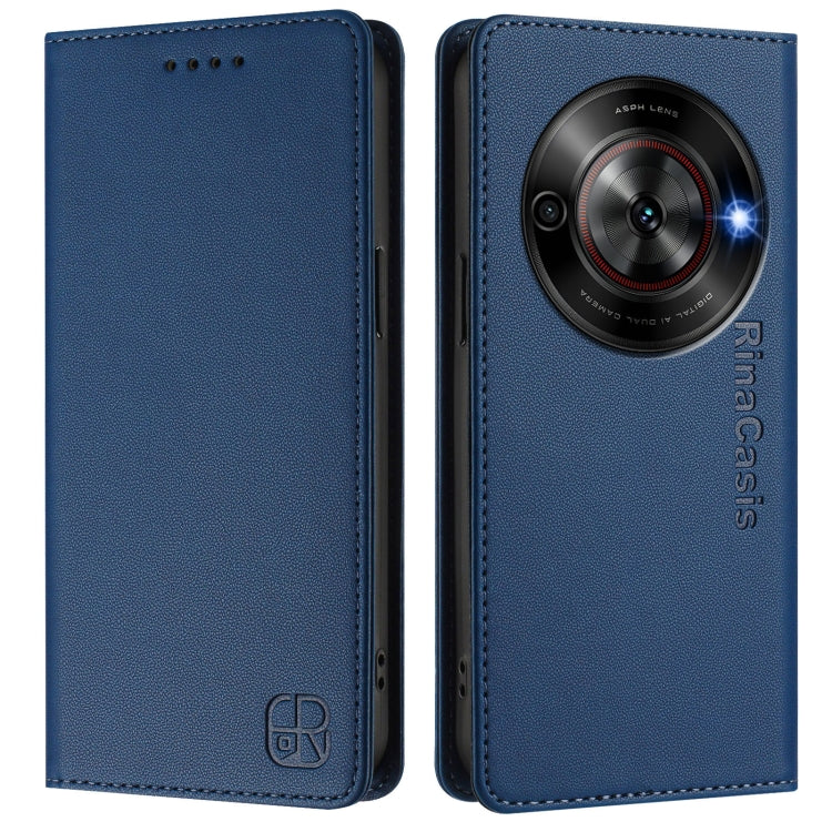 For ZTE Blade A75 5G / Nubia Focus 5G RC01 Dual-Folded Magnetic Suction RFID Leather Phone Case