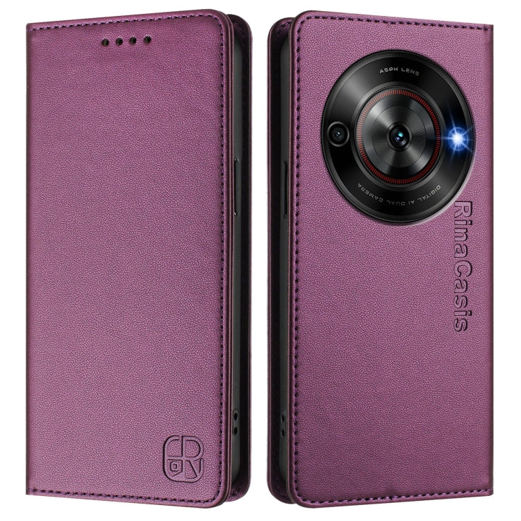 For ZTE Blade A75 5G / Nubia Focus 5G RC01 Dual-Folded Magnetic Suction RFID Leather Phone Case