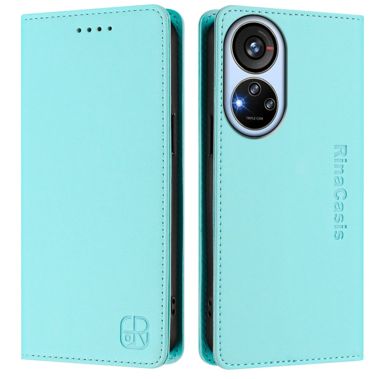For ZTE Blade V40s RC01 Dual-Folded Magnetic Suction RFID Leather Phone Case
