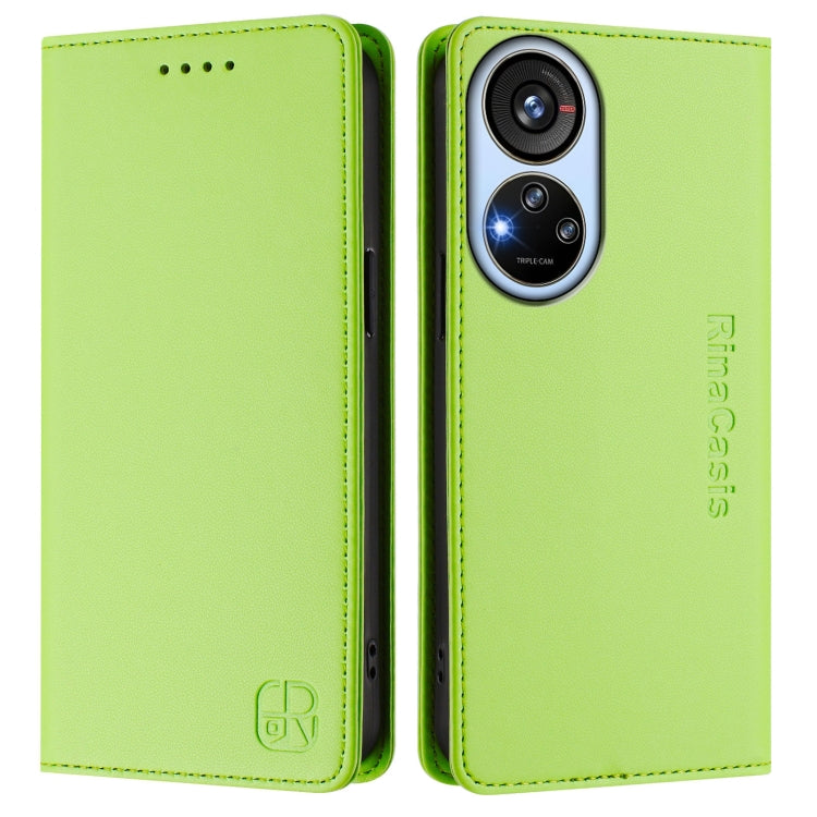 For ZTE Blade V40s RC01 Dual-Folded Magnetic Suction RFID Leather Phone Case