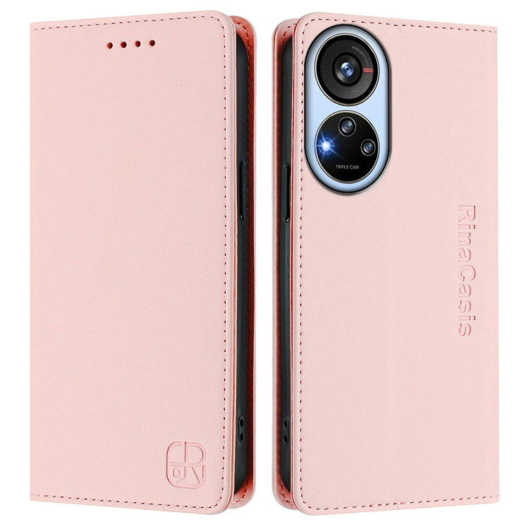 For ZTE Blade V40s RC01 Dual-Folded Magnetic Suction RFID Leather Phone Case