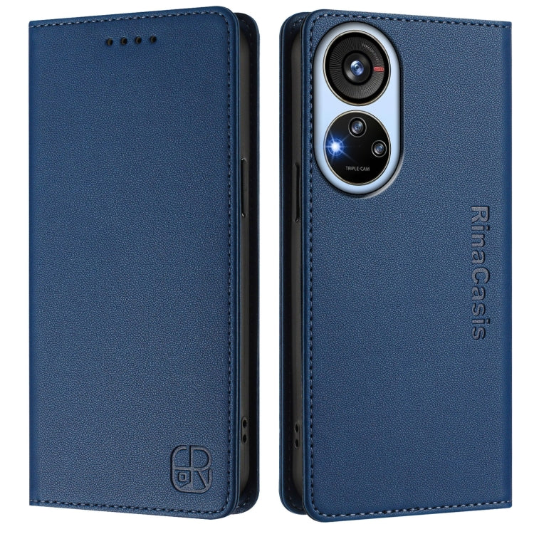 For ZTE Blade V40s RC01 Dual-Folded Magnetic Suction RFID Leather Phone Case