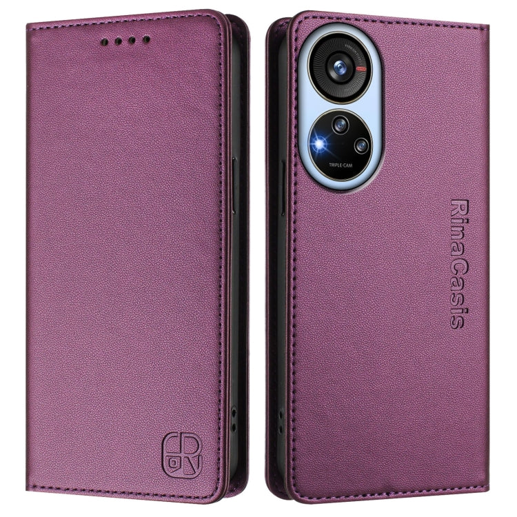 For ZTE Blade V40s RC01 Dual-Folded Magnetic Suction RFID Leather Phone Case